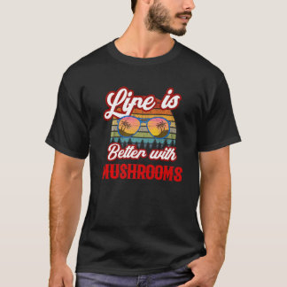 Retro Mushrooms Sunset  With Mushrooms T-Shirt
