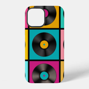 Retro Music Background with Vinyl Records - vintag iPhone 12 Case