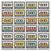 Retro Music Cassette Mix Tape Pattern