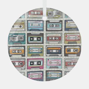 Retro Music Cassette: Nostalgic Icon Glass Tree Decoration