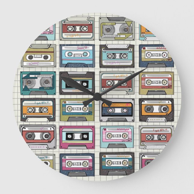 Retro Music Cassette: Nostalgic Icon Large Clock (Front)