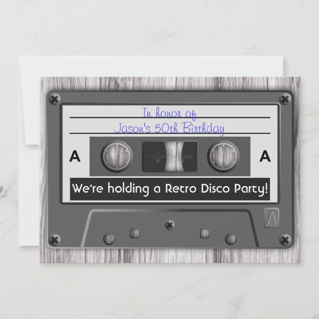 Retro Music Cassette Tape Disco Party Invitation (Front)