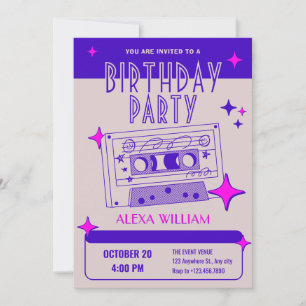 Retro music cassette tape  invitation