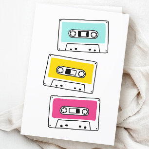 Retro music cassette tapes blank any occasion card