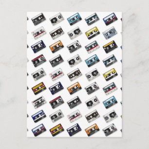 Retro Music Cassette Tapes Postcard