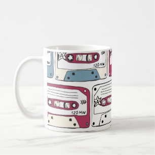 Retro Music Cassettes: Rock Background Pattern Coffee Mug