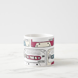 Retro Music Cassettes: Rock Background Pattern Espresso Cup