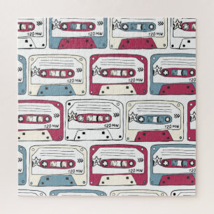 Retro Music Cassettes: Rock Background Pattern Jigsaw Puzzle