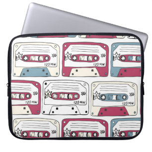 Retro Music Cassettes: Rock Background Pattern Laptop Sleeve