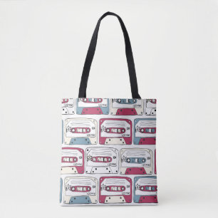 Retro Music Cassettes: Rock Background Pattern Tote Bag