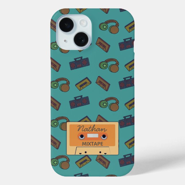 Retro Music Collage Mixtape Personalised Case-Mate iPhone Case (Back)