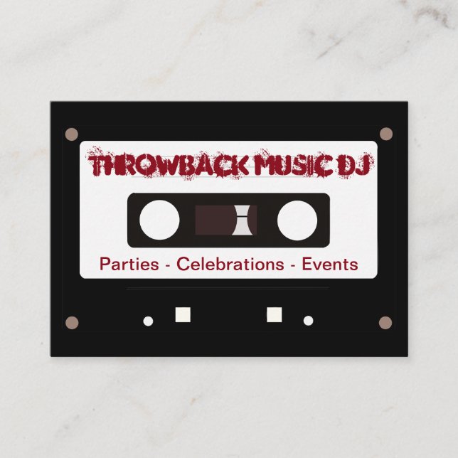 Retro Music DJ Cassette Tape Theme Business Card (Front)