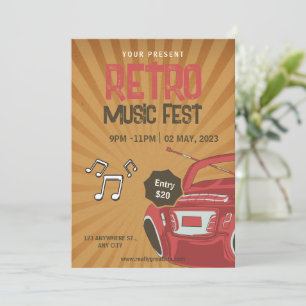 Retro Music Fest Flyer, Retro Music Party Invite