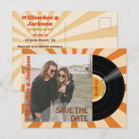 Retro Music Festival Record Save the Date Postcard