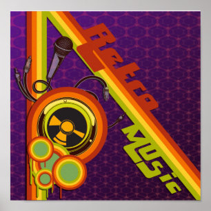 retro music funky vector art poster