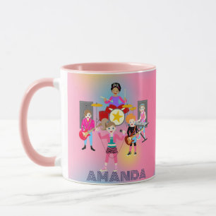 Retro music girls band Birthday Party Mug