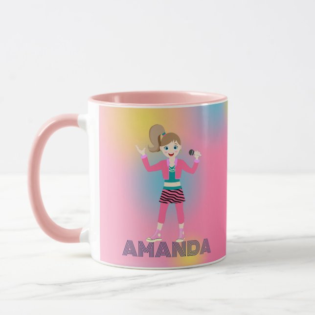 Retro music girls band Birthday Party Mug (Left)