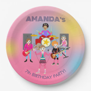 Retro music girls band Birthday Party Paper Plate
