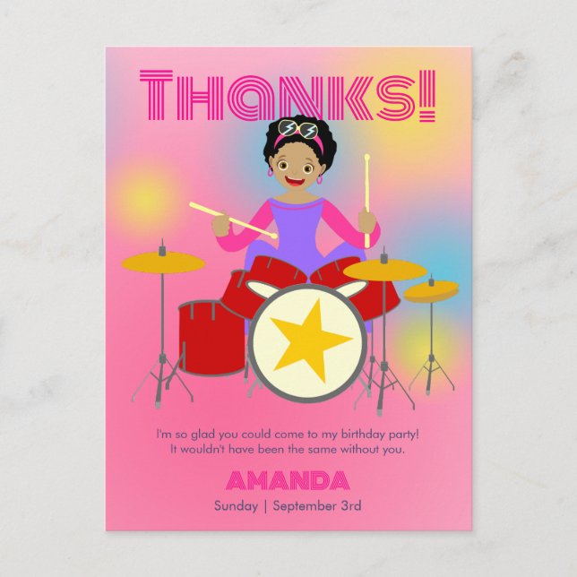Retro music girls band Birthday Party Postcard (Front)