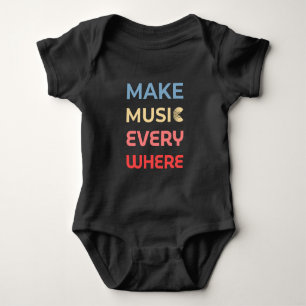 Retro Music Lover Gift – Make Music Everywhere Baby Bodysuit