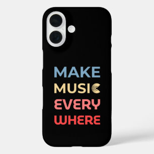 Retro Music Lover Gift – Make Music Everywhere iPhone 16 Case