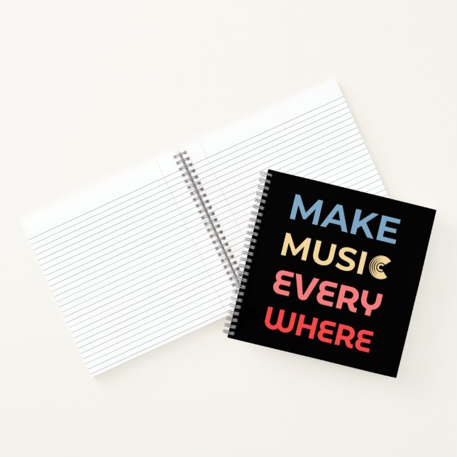Retro Music Lover Gift – Make Music Everywhere  Notebook (Inside)