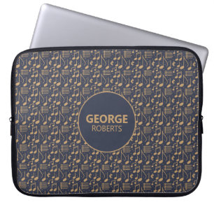 Retro Music Notes Pattern and Customisation Laptop Sleeve