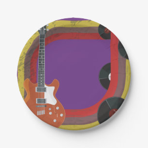 Retro Music Objects Paper Plate