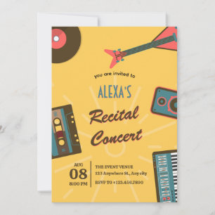 Retro music recital invitation