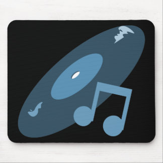 Retro Music Record & Note Blue Mouse Pad