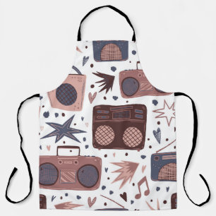 Retro Music Seamless Vintage Pattern. Apron