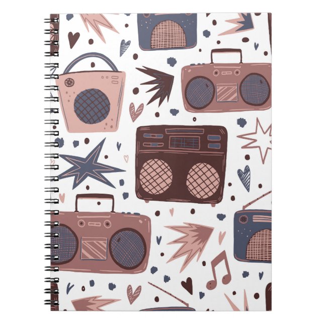 Retro Music Seamless Vintage Pattern. Notebook (Front)