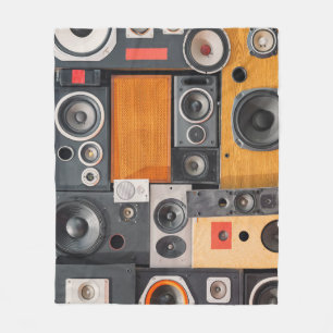 Retro Music Speaker Wall Design Fleece Blanket