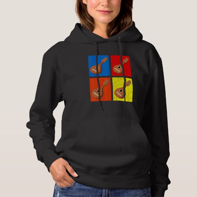 Retro Music String Instrument Mandolin Hoodie (Front)