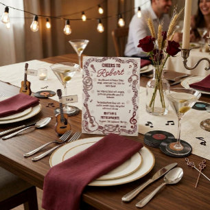 Retro Music Vinyl Birthday Dinner Menu Card