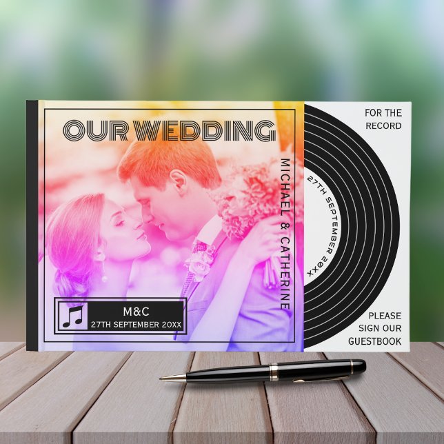 Retro Music Vinyl Record Cover Wedding Guest Book (Creator Uploaded)
