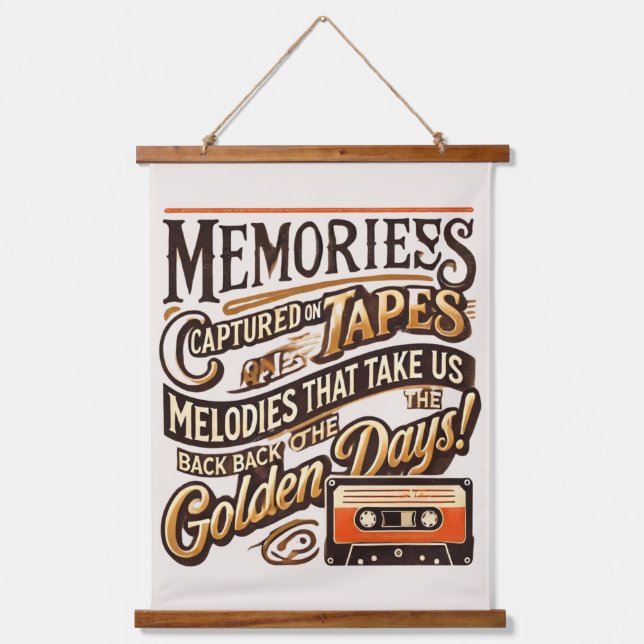 Retro Music Wall Tapestry – Vintage Cassette Tape  (Front)