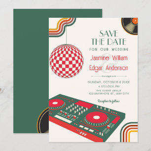Retro music wedding save the date