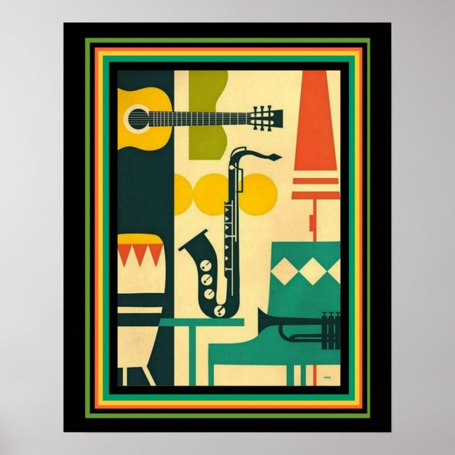 Retro Musical Instrument Print 16x20 (Front)