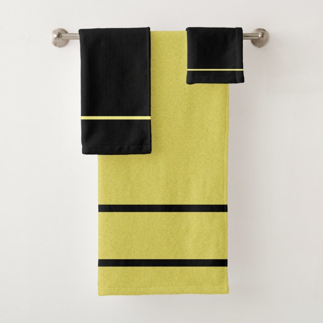 Retro Mustard And Black Towel Set (Insitu)