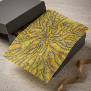 Retro Mustard Groovy Psychedelic Abstract Pattern Tissue Paper