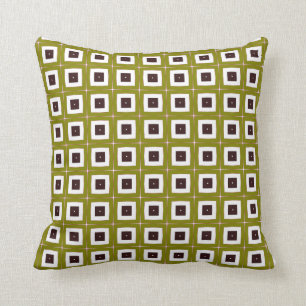 retro mustard squares throw pillow