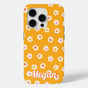 Retro Mustard Yellow Daisy Flower  Personalised iPhone 15 Pro Case