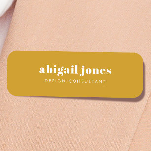 Retro Mustard Yellow Muted Earthy Minimalist Name Tag