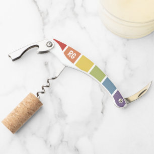 Retro Muted Colour Rainbow Personalised Corkscrew
