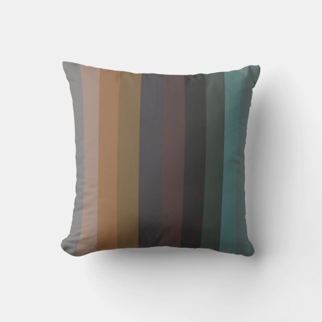Retro Muted Earth Tones Vertical Stripes  Cushion (Front)