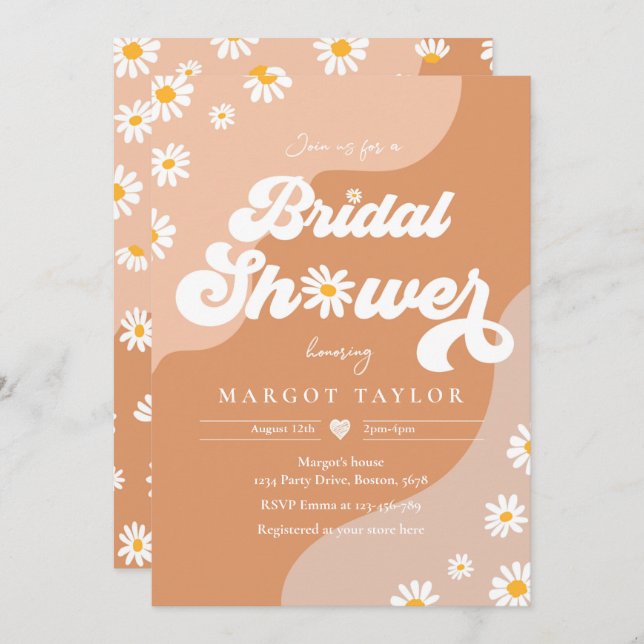 Retro Muted Tones Boho Hippy Vibes Bridal Shower Invitation (Front/Back)