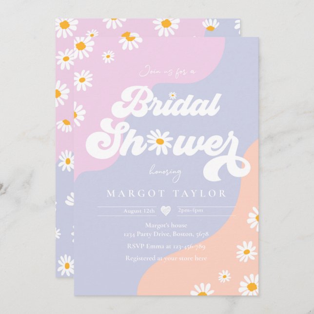 Retro Muted Tones Boho Hippy Vibes Bridal Shower Invitation (Front/Back)
