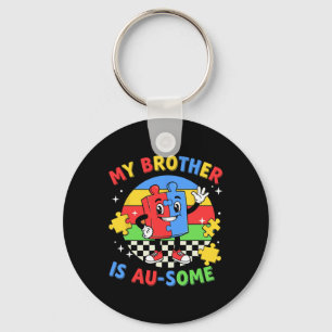Retro My Brother Is Awesome Autism Awareness Siste Key Ring