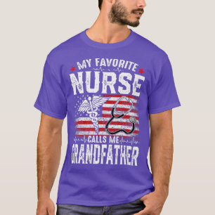 Retro My Favorite Nurse Calls Me Grandfather US Fl T-Shirt